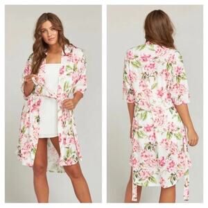 SHOW ME YOUR MUMU Brie Garden Blooms Short Pink Floral Cottagecore Robe OS